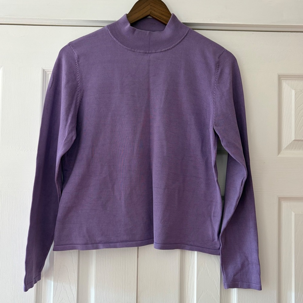 Pendleton Vintage Purple Silk Blend Mock Neck Sweater Petite Medium EUC